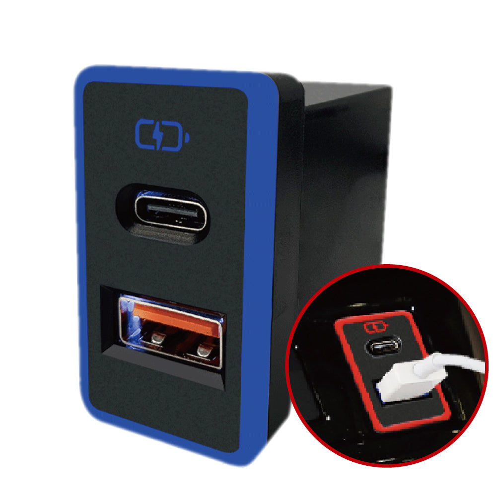 豐田TOYOTA 大型款3.0快充 USB+TYPE雙孔車充「免挖孔」