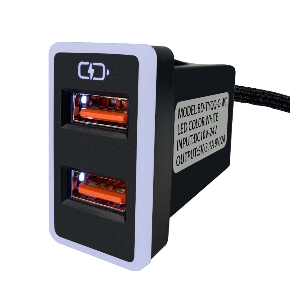 豐田TOYOTA 大型款變色燈 USB雙孔3.0快充「免挖孔」