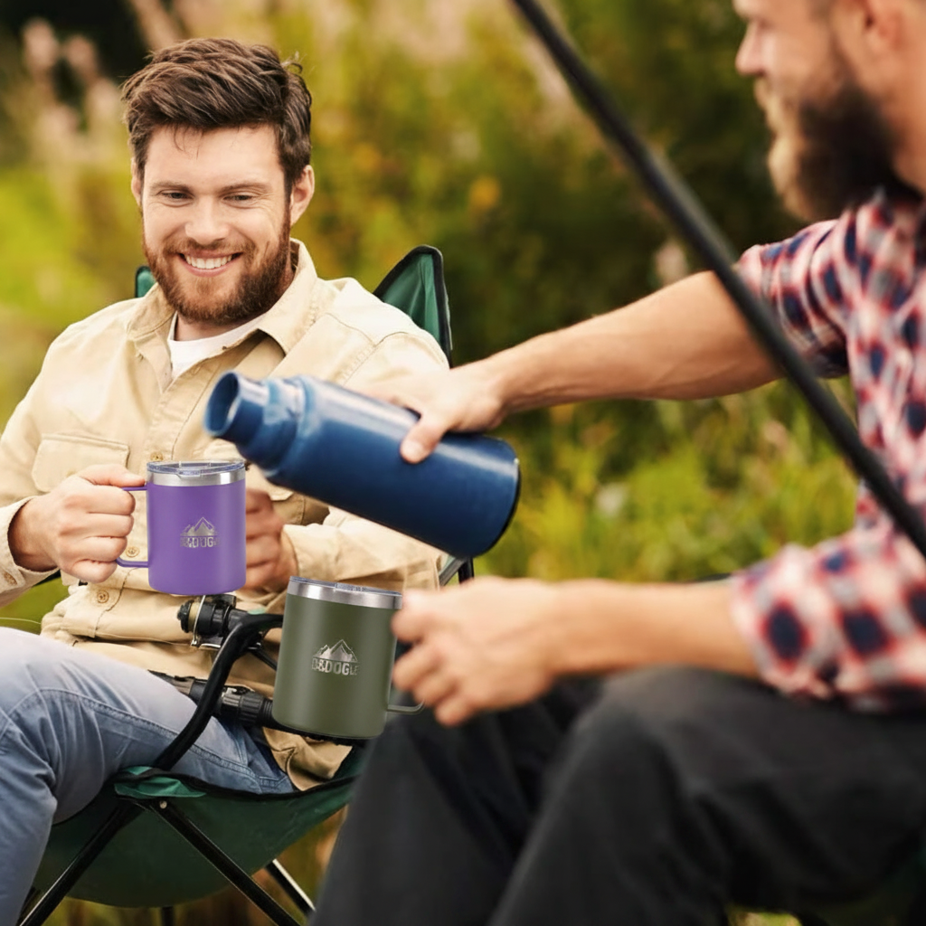 不鏽鋼雙層保溫馬克杯 附蓋手柄|12oz隨行咖啡杯
