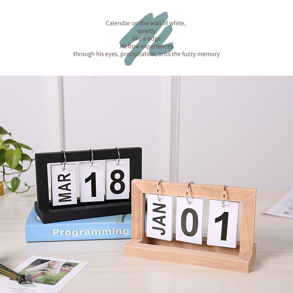 木質翻頁日曆 桃木文青桌面裝飾 無印風質感