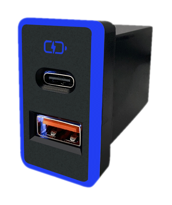 豐田TOYOTA 中型款變色燈 USB+TYPE-C雙孔3.0快充「免挖孔」