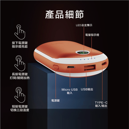 二合一充電暖手寶｜雙面發熱｜露營防寒保暖用品｜三檔控溫