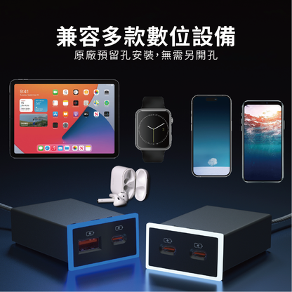 RAV4 CAMRY SIENNA LEXUS 3.0快充 Type-C+USB雙孔車充「免挖孔」