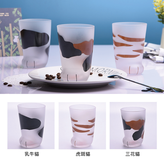 貓爪杯 300ml 磨砂玻璃杯【預購】| 日式可愛貓足飲料杯 貓奴必備 | Carster 私推好物