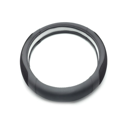 車用ステアリングホイールカバー、マイクロファイバーレザー、通気性、ユニバーサル、15インチ