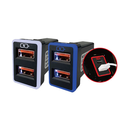 TOYOTA 中型雙 USB 車充｜變色 LED 快充