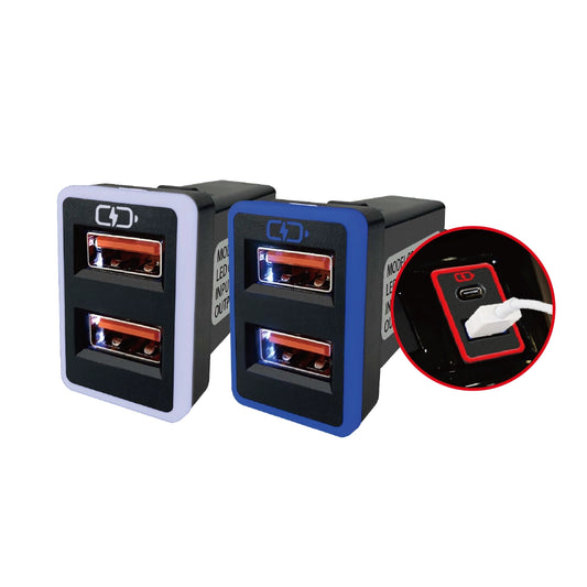 TOYOTA 中型雙 USB 車充｜變色 LED 快充