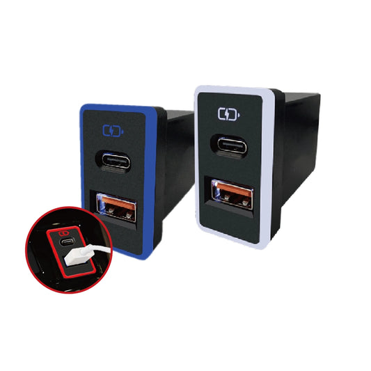 TOYOTA大型車充 變色LED燈 USB+Type-C雙孔 3.0快充｜免挖孔 | Carster 私推好物