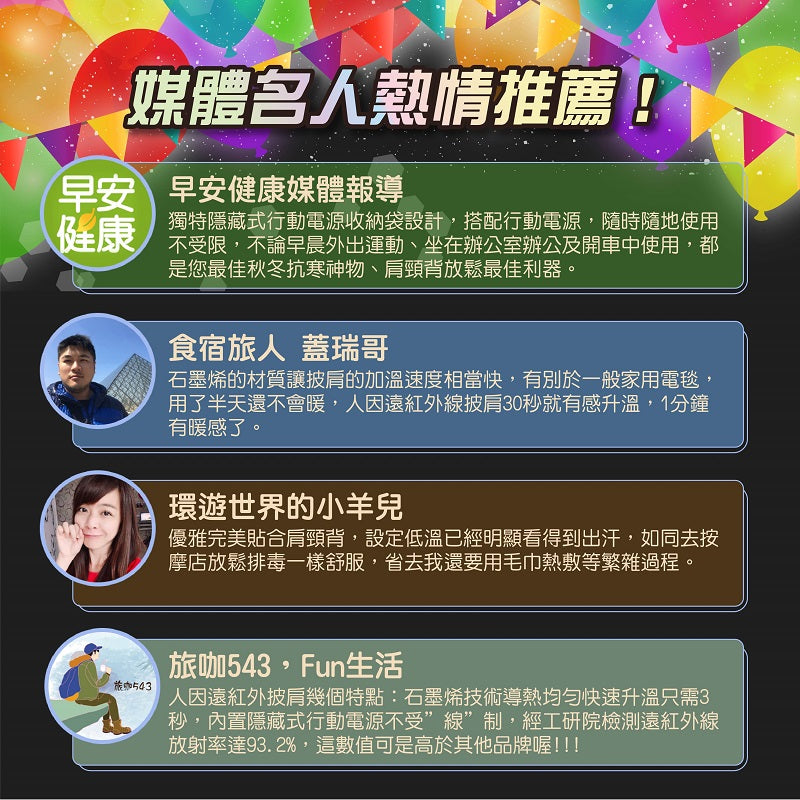 石墨烯肩頸熱敷墊 遠紅外線披肩 | 三段溫控熱敷帶 舒緩酸痛 背部理療 | Carster 私推好物