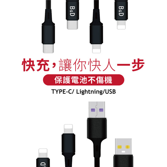 尼龍編織充電線 一盒2條 適用於快速充電  蘋果、安卓手機平板【Carster】