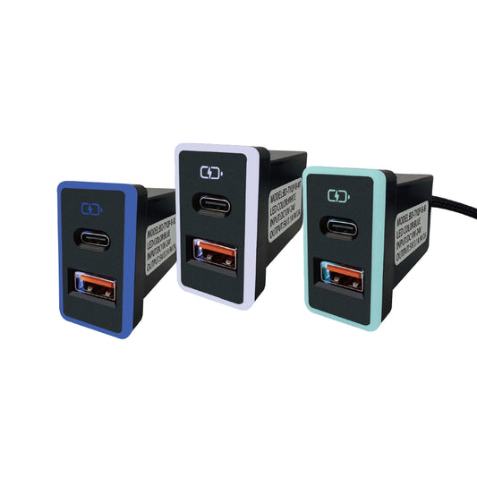 TOYOTA豐田大型車充 USB+Type-C雙孔 3.0快充｜免挖孔安裝